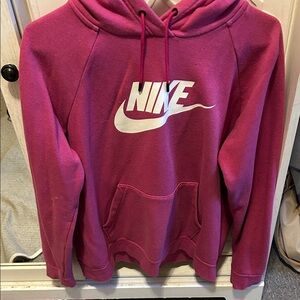 Nike Women's Magenta Crewneck Hoodie with White Logo